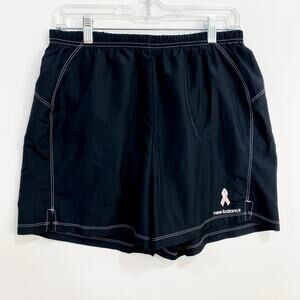 New Balance Pink Ribbon Running Shorts Women's Sz Large Black Lined Draw String